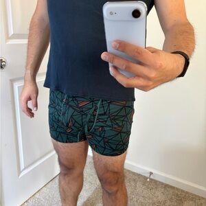 Men's Green Geometric Swim Trunks